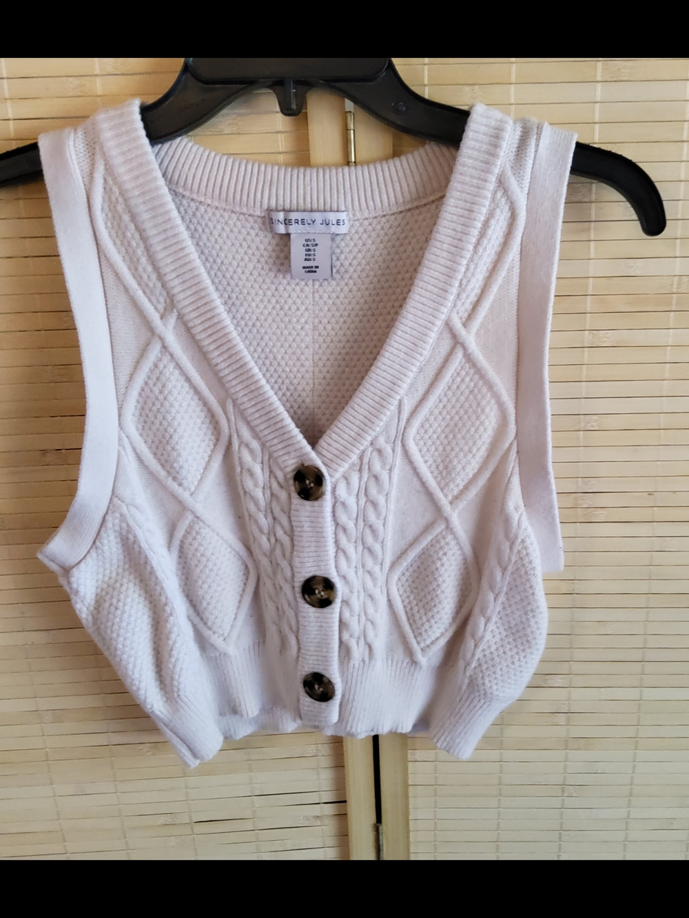 Sincerely Jules Cream Textured Knit Vest